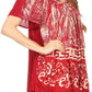 Sakkas Audry Flutter Sleeve V-Neck Batik Top with Sequins and Embroidery