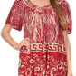 Sakkas Audry Flutter Sleeve V-Neck Batik Top with Sequins and Embroidery
