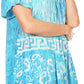 Sakkas Audry Flutter Sleeve V-Neck Batik Top with Sequins and Embroidery