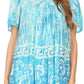 Sakkas Audry Flutter Sleeve V-Neck Batik Top with Sequins and Embroidery