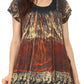 Sakkas Maritza Short Sleeve Batik Top with Crochet Embroidery and Sequins