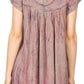 Sakkas Maritza Short Sleeve Batik Top with Crochet Embroidery and Sequins