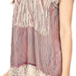Sakkas Maritza Short Sleeve Batik Top with Crochet Embroidery and Sequins