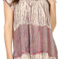 Sakkas Maritza Short Sleeve Batik Top with Crochet Embroidery and Sequins