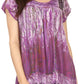 Sakkas Maritza Short Sleeve Batik Top with Crochet Embroidery and Sequins