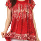 Sakkas Maritza Short Sleeve Batik Top with Crochet Embroidery and Sequins