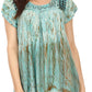 Sakkas Maritza Short Sleeve Batik Top with Crochet Embroidery and Sequins