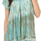 Sakkas Maritza Short Sleeve Batik Top with Crochet Embroidery and Sequins