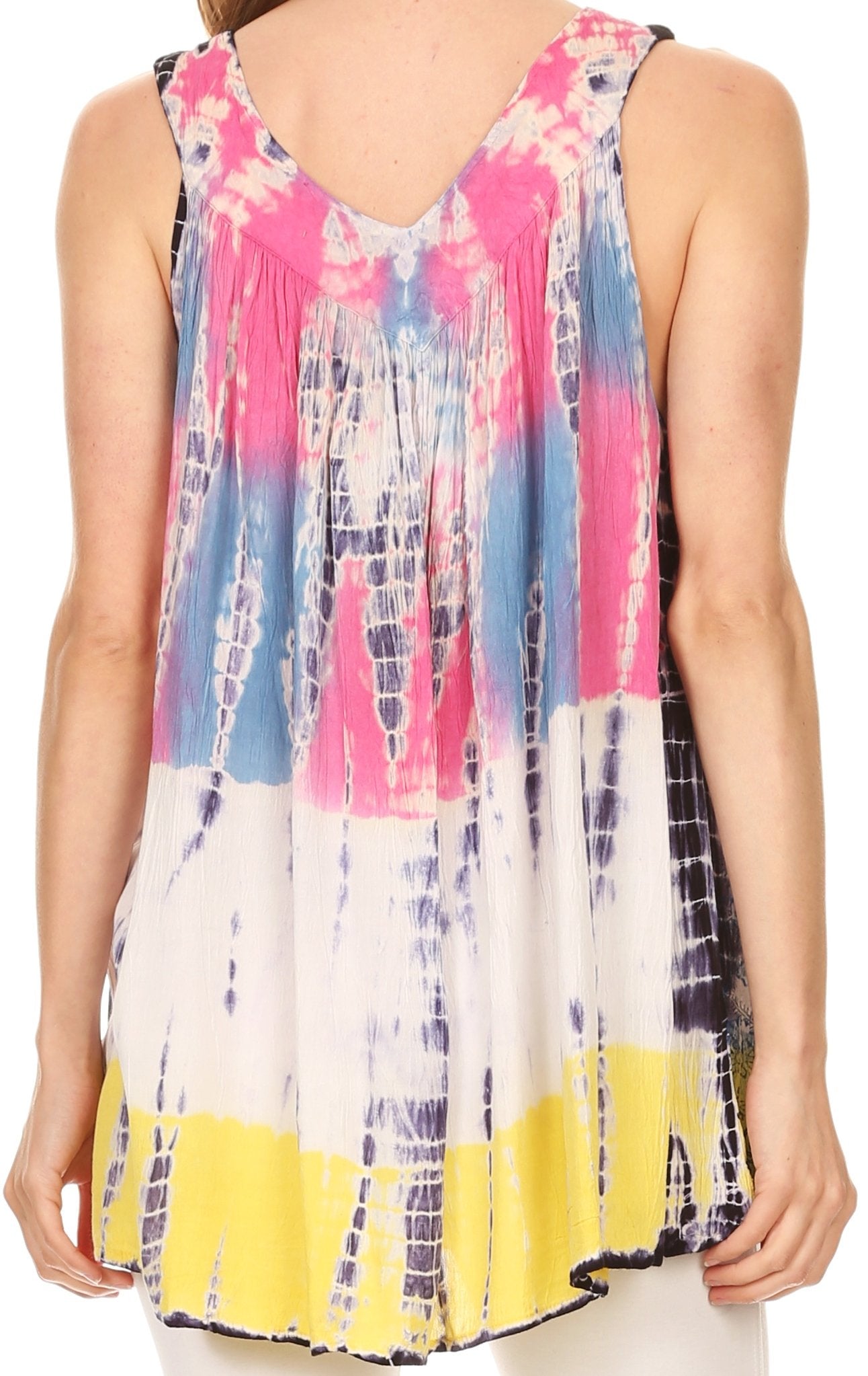 Camiseta sin mangas Batik Tie Dye Sakkas Melanie con lentejuelas y bordados