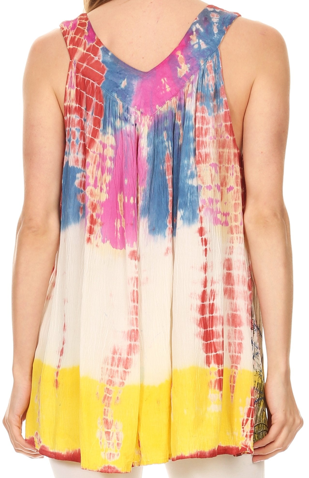 Camiseta sin mangas Batik Tie Dye Sakkas Melanie con lentejuelas y bordados