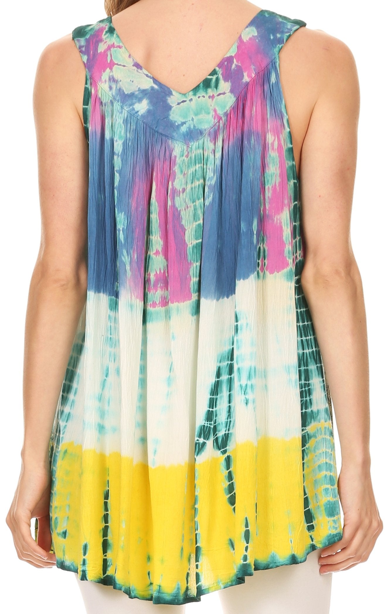 Camiseta sin mangas Batik Tie Dye Sakkas Melanie con lentejuelas y bordados