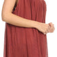 Sakkas Holli Tall Long Embroidered Sleeveless Blouse With Floral Design Accents