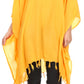 Sakkas  Ballary Embroidered Square Poncho Top Open Sleeves Cover Up With Fringe
