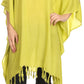 Sakkas  Ballary Embroidered Square Poncho Top Open Sleeves Cover Up With Fringe