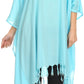 Sakkas  Ballary Embroidered Square Poncho Top Open Sleeves Cover Up With Fringe