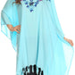 Sakkas  Ballary Embroidered Square Poncho Top Open Sleeves Cover Up With Fringe
