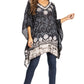 Sakkas Adalwin Desert Sun Lightweight Circle Ponch Tunic Top Blouse W / Embroidery