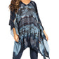 Sakkas Adalwin Second TieDye Desert Sun Circle Ponch Tunic Top Blouse W/Embroidery