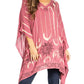 Sakkas Adalwin Third Tie Dye Desert Sun Circle Ponch Tunic Top Blouse W/Embroidery