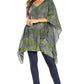 Sakkas Adalwin Third Tie Dye Desert Sun Circle Ponch Tunic Top Blouse W/Embroidery