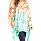 Sakkas Adalwin Third Tie Dye Desert Sun Circle Ponch Tunic Top Blouse W/Embroidery
