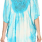 Sakkas Ragini Tie Dye  Lace Accent Delicate Embroidered Poncho Top / Cover Up
