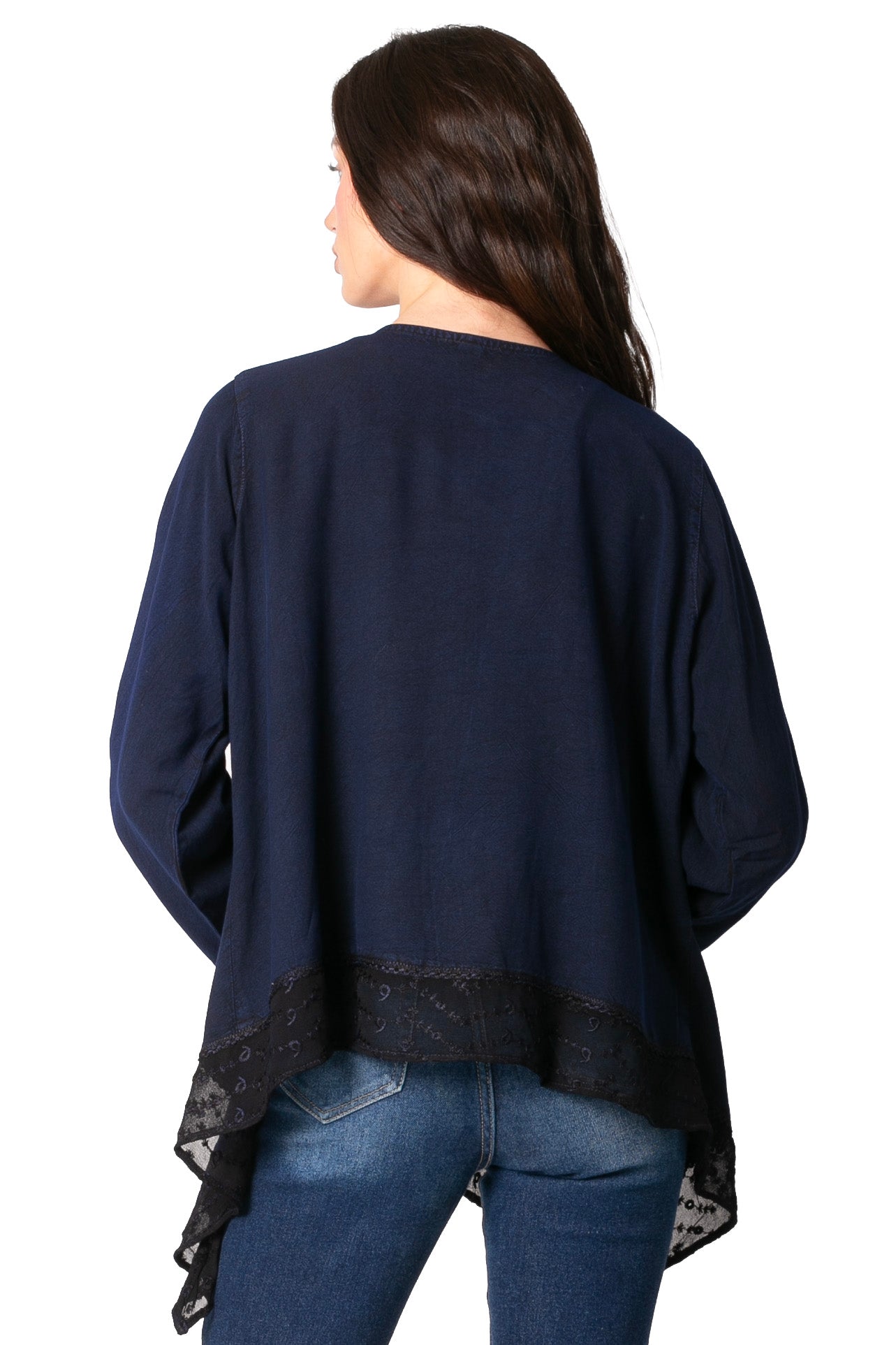 Sakkas Isenia Cardigan Open Front Kimono Long Sleeve Embroidered Top Blouse Lace