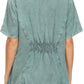 Sakkas Isabeli Leaf Embroidered Blouse Top Shirt With Cap Sleeves And Wide Neck