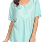 Sakkas Isabeli Leaf Embroidered Blouse Top Shirt With Cap Sleeves And Wide Neck