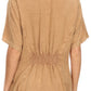 Sakkas Isabeli Leaf Embroidered Blouse Top Shirt With Cap Sleeves And Wide Neck