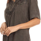 Sakkas Isabeli Leaf Embroidered Blouse Top Shirt With Cap Sleeves And Wide Neck