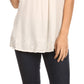 Sakkas Isabeli Leaf Embroidered Blouse Top Shirt With Cap Sleeves And Wide Neck