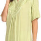 Sakkas Isabeli Leaf Embroidered Blouse Top Shirt With Cap Sleeves And Wide Neck