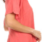 Sakkas Isabeli Leaf Embroidered Blouse Top Shirt With Cap Sleeves And Wide Neck