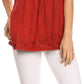 Sakkas Isabeli Leaf Embroidered Blouse Top Shirt With Cap Sleeves And Wide Neck