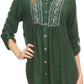 Sakkas Lizbeth V-neck Button Front Adjustable Long Sleeve Embroidered Blouse Top