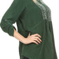 Sakkas Lizbeth V-neck Button Front Adjustable Long Sleeve Embroidered Blouse Top