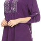 Sakkas Lizbeth V-neck Button Front Adjustable Long Sleeve Embroidered Blouse Top