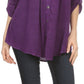 Sakkas Lizbeth V-neck Button Front Adjustable Long Sleeve Embroidered Blouse Top