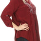 Sakkas Lizbeth V-neck Button Front Adjustable Long Sleeve Embroidered Blouse Top