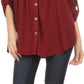 Sakkas Lizbeth V-neck Button Front Adjustable Long Sleeve Embroidered Blouse Top
