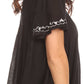 Sakkas Alexi Wide Floral Embroidered Blouse Shirt Top With Wide Neck Cap Sleeves