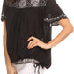 Sakkas Alexi Wide Floral Embroidered Blouse Shirt Top With Wide Neck Cap Sleeves