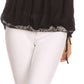 Sakkas Alexi Wide Floral Embroidered Blouse Shirt Top With Wide Neck Cap Sleeves