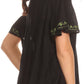 Sakkas Alexi Wide Floral Embroidered Blouse Shirt Top With Wide Neck Cap Sleeves