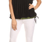 Sakkas Alexi Wide Floral Embroidered Blouse Shirt Top With Wide Neck Cap Sleeves