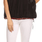 Sakkas Alexi Wide Floral Embroidered Blouse Shirt Top With Wide Neck Cap Sleeves
