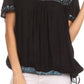 Sakkas Alexi Wide Floral Embroidered Blouse Shirt Top With Wide Neck Cap Sleeves