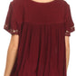 Sakkas Alexi Wide Floral Embroidered Blouse Shirt Top With Wide Neck Cap Sleeves