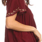 Sakkas Alexi Wide Floral Embroidered Blouse Shirt Top With Wide Neck Cap Sleeves